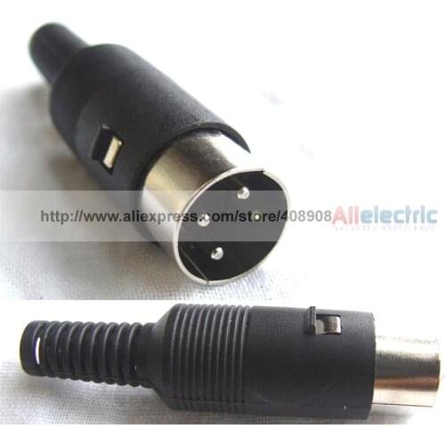 10pcs 3pin DIN Male Plug Cables Soldering Iron DYI Connector with Plastic Handle