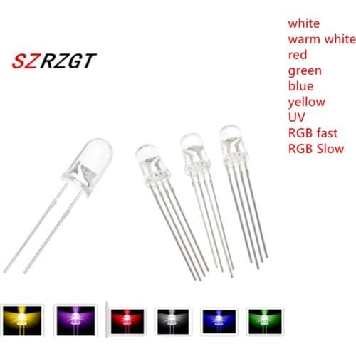 1000pcs 3mm 5mm led white/blue/red/yellow/green/pink light bulbs / 5MM White Colour LED emitting diode F3mm 5mm LED