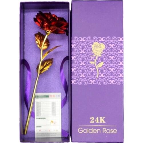 24k Gold Plated Rose With Love Holder Box Gift Valentines Day Mothers Day Gift Flower Gold Dipped Rose US Drop ship