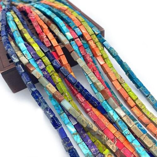 48pcs Natural Stone Beads Emperor Stone Cuboid Jewelry Making Loose Bead Charm Bracelets Necklaces for Women DIY Accessories