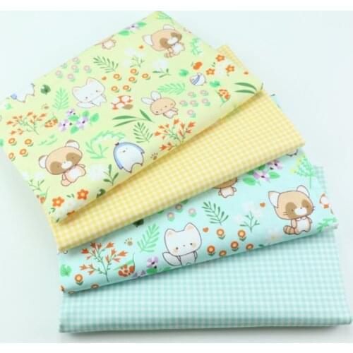 50*160CM Cats Rabbits Printed Cotton Fabric Handmade Materials For Baby Romper Kids Clothes Tablecloth Bedding Set Making DIY