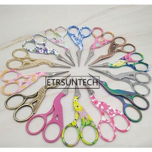 60pcs Mini Colorful Carbon Steel Embroidery Crane Shape Sewing Scissors Egret Durable High Steel Embroidery Scissors