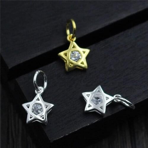 925 Sterling Silver AAA Zircon Star Drop Pendants Decoration Fine Necklace Silver Charms DIY Jewelry Making Gift Accessories
