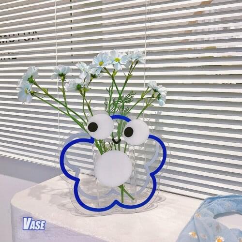 Nordic Acrylic Vase Cute Bear Flower Vase Geometric Art Living Room Decoration Flower Decoration Bottle