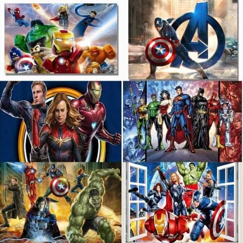 5D DIY Diamond Painting Disney Marvel Iron Man Captain America Spiderman Hulk Diamond Mosaic Embroidery Cross Stitch Home Decor