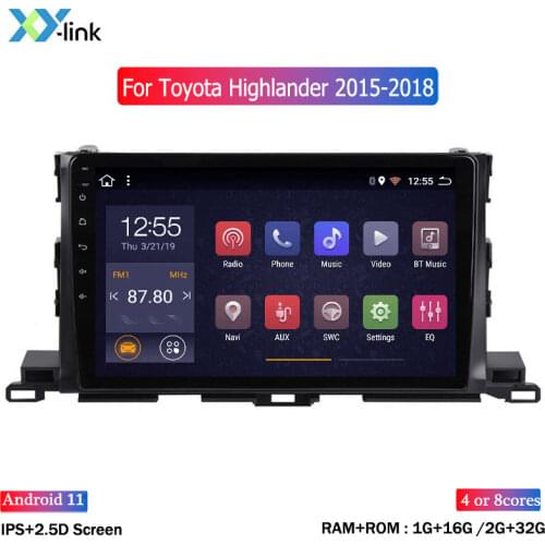 Android 10 inch screen car GPS Navigation multimedia player radio audio for Toyota highlander 2015-2018 accessory bt no 2 din