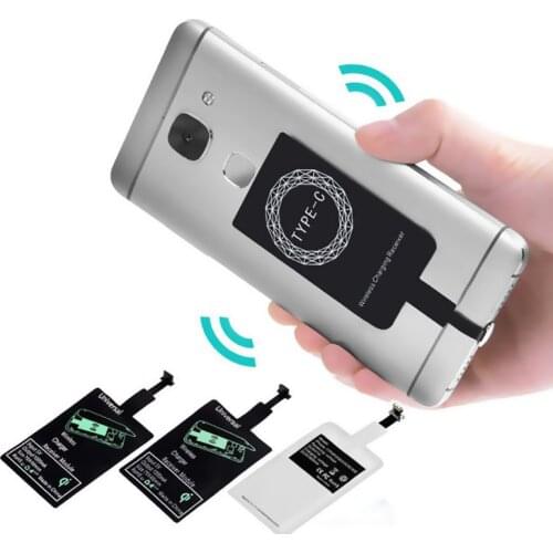 Wireless Charger Receiver Qi Induction Charging Adapter For iPhone 8 7 6 5 Samsung Huawei Type-C USB Micro Qi Pad dock Connector