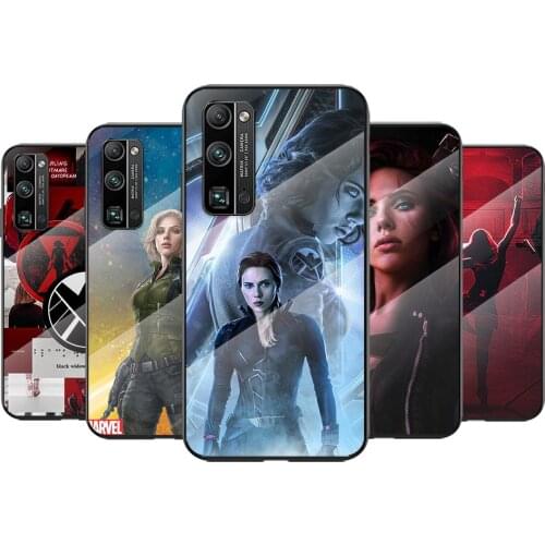 Tempered Glass Cover Marvel Avengers Black Widow For Huawei Honor 30 20 10 9X 8X Pro Plus Lite Shockproof Shell Phone Case