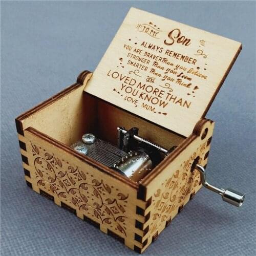 Engraved Wooden Music Box-You Are My Sunshine -Hand Cranked Wood Music Box Christmas Gift To Mom Daughter dropship
