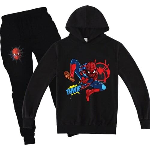 Disney Boys Girls Kids Spiderman Tracksuit Autumn Cartoon Hoodie Leisure Children Boys Clothes Set Gift for Girls Outfits