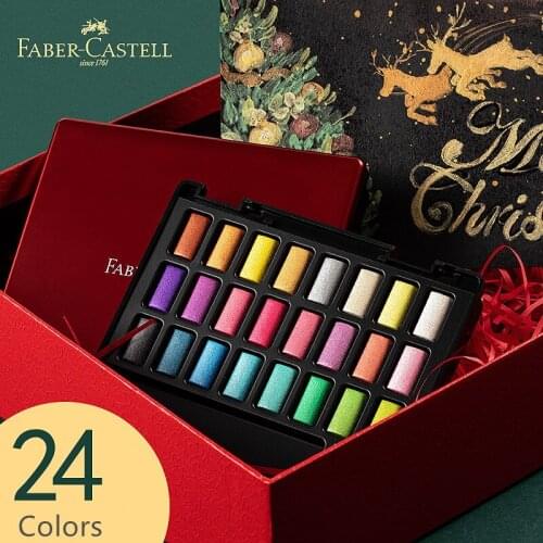 FABER CASTELL 24 Colors Professional Solid Watercolor Paints with Brush Metallic Solid Pigment