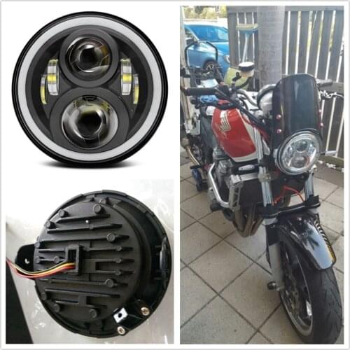 White Halo 7 Inch Motorcycle Headlights For Honda CB400 CB500 CB1300 Hornet 250 600 900 VTEC VTR250