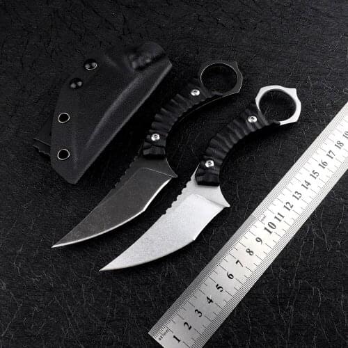 Thunder Dragon Karambit D2 fixed blade G10 handle EDC multi-function tool camping hunting survival tactics K scabbard claw knife