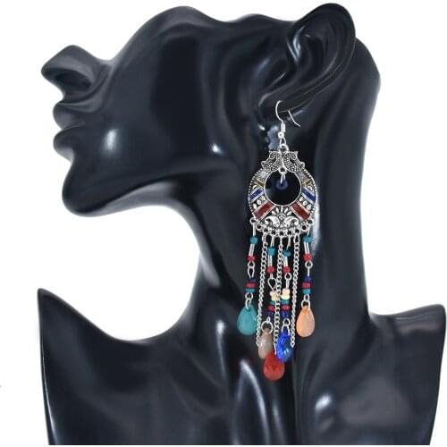 Fashion Bohemian Ethnic Style Long Tassel Drop Drop Earrings For Women Temperament All-Match Color Earrings Jewelry Accessories