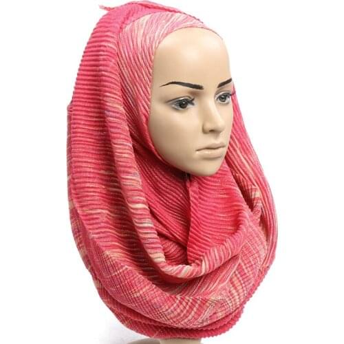 Shimmer Lurex Muslim Hijab Shawls Gradient color Stripe Womens Scarves Wraps Headband Crinkled Arab Turban Headwear 200x90cm