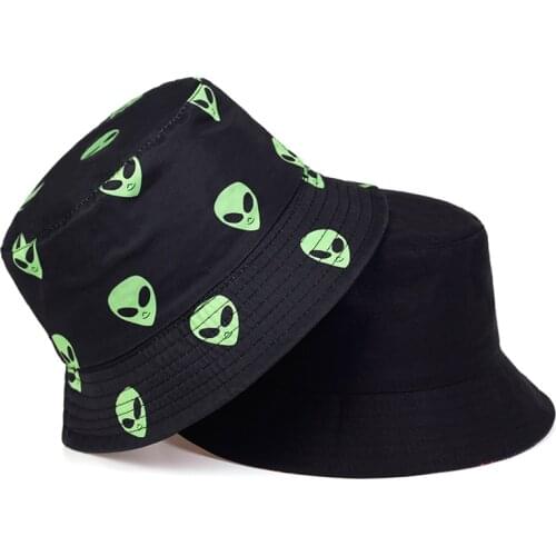 Spring Summer Flame Alien Bucket Hat for Men Women Outdoor Fashion Hip Hop Fisherman hat Bob Boys Girls Travel Panama hats