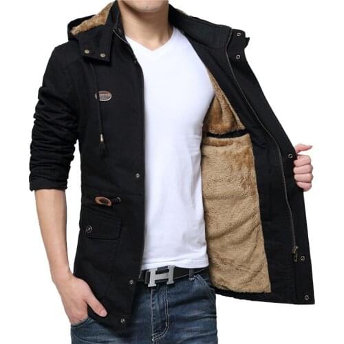 Winter Parka Jackets Men Casual Warm Thicken Windproof Military Overcoat Mens Hooded Fleece Outwear Velvet Jackets Multi-pocket