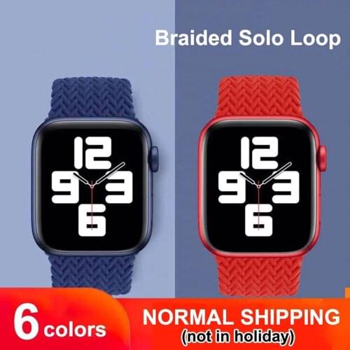 Rubber Braided Solo Loop Strap For Apple Watch Band 44mm 42mm Silicone Elastic Bracelet For Apple Watch 6 SE 5 4 3 2 Accessories