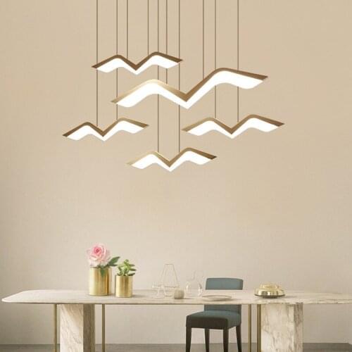 Nordic Seagull Design Led Chandelier Creative Warm Dining Room Coffee Shop Parlor Restaurant Decoration Hanging Lighting