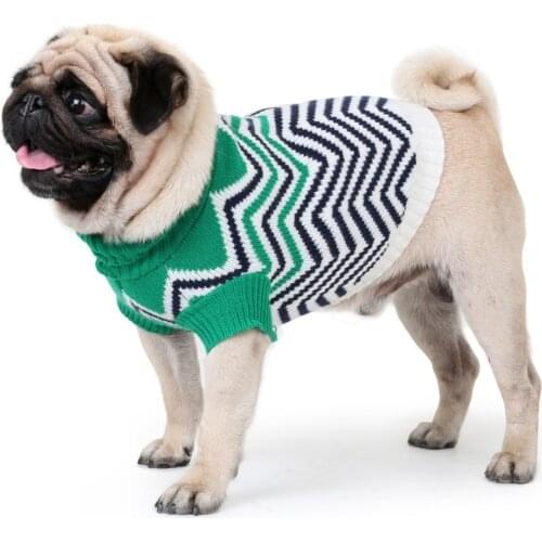 GLORIOUS KEK Dog Sweaters for Small Dogs Fashion Wave Pattern Turtleneck Pet Sweater Puppy Knitwear Fall/Winter Warm Clothes XXL