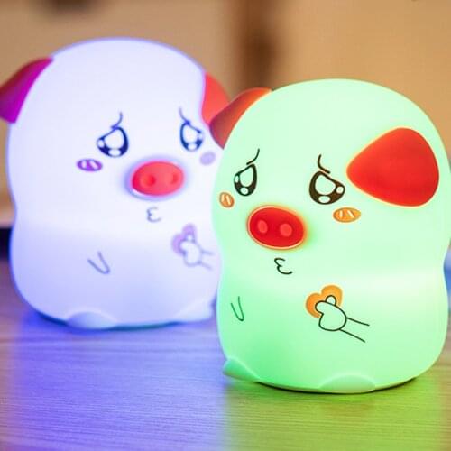 LED Night Light Silicone Remote Control 7 Colors Cute Pig Light Night Table Lamp Light for Room Bedroom Home Light Decoration