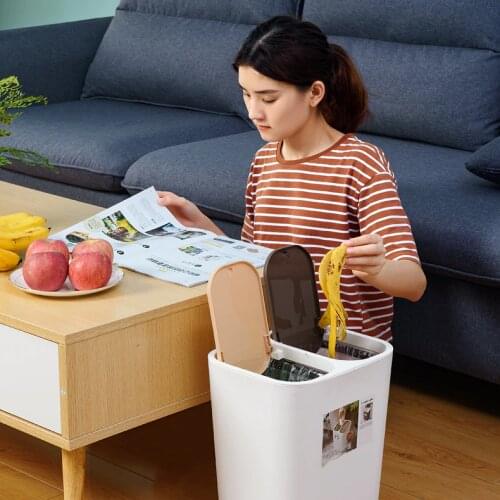 Creative Large Trash Bin With Lid Classified Kitchen Trash Bin Household Living Room Kosz Na Smieci Household Products DF50LJT