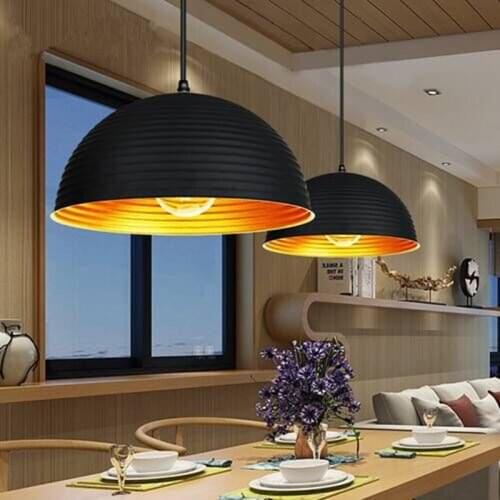 Vintage Pendant Light Metal Semicircle Loft Hanging Lamp for Dining Room Bar Cafe Kitchen Indoor Lighting Fixture Hanglamp