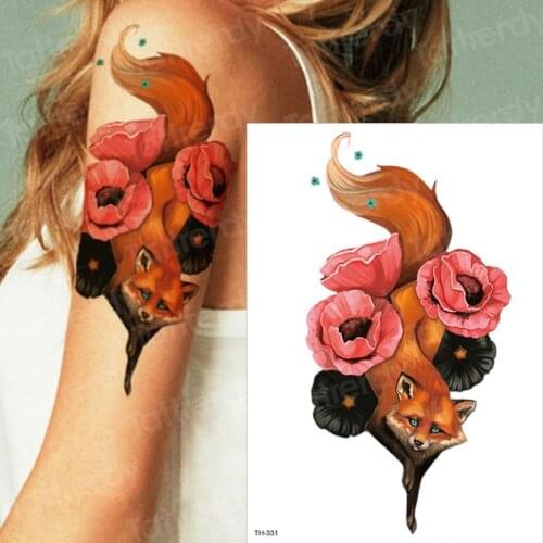 Temporary tattoo women fox decals water wolf tatto sleeve tattoo arm sleeves mens fake tattoos removable waterproof animal tatoo