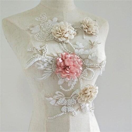 Vivid 3D Flower Lace Applique, Lace Applique With Blossom, Floral Embroidery Lace, Flower Girl Dress Lace, Wedding Applique 1 Pi