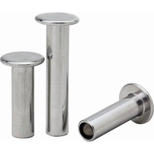 20Pcs M6 304 Stainless steel Flat semi-tubular head rivet semi-air core hit half-hollow flat rivets screws GB875