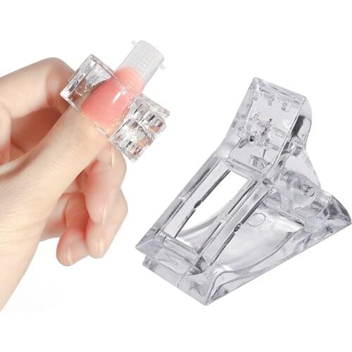 5pcs Nail Tips Clip Finger Extension Gel Fixed Clip Transparent Quick Building Mold UV Builder Gel Assistant Nail Art Tool