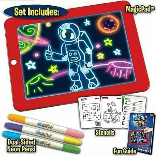 LCD Drawing Writing Doodle Tablet Board Pad with Light 6PCS Pens 10PCS Graphics Cards for Kids Painting Figure Tablet Type