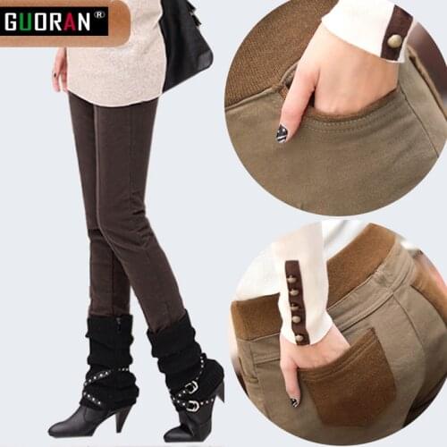 Winter Causal pants & capris women elastic high waist cotton thicken warm Plus size 5xl 6xl skinny pencil pants female trousers