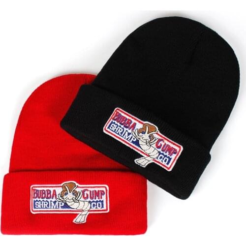 Forrest Gump winter hat Women Men BUBBA GUMP Warm autumn and winter Cotton Red Beanies Knitted Hip-hop Skullies cap Hats