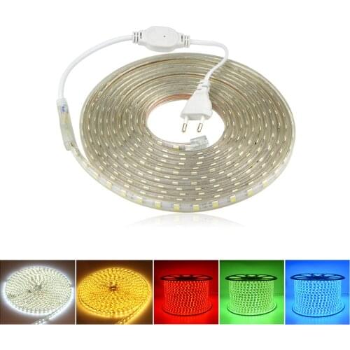 1Set Waterproof IP67 Silicone Tube 5050SMD AC220V LED Strip light Tape 1M/2M/3M/4M/5M/6M/7M/8M/9M/10M/15M/25M With EU Power Plug