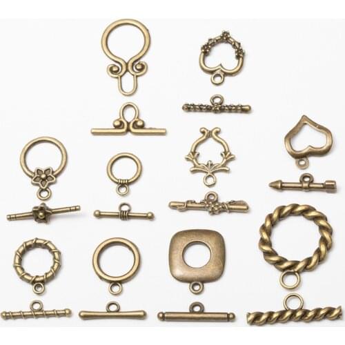 10set Antique Bronze Color Alloy Metal Toggle OT Clasps Necklaces Findings End Clasps Connectors Hooks For DIY Jewelry Making
