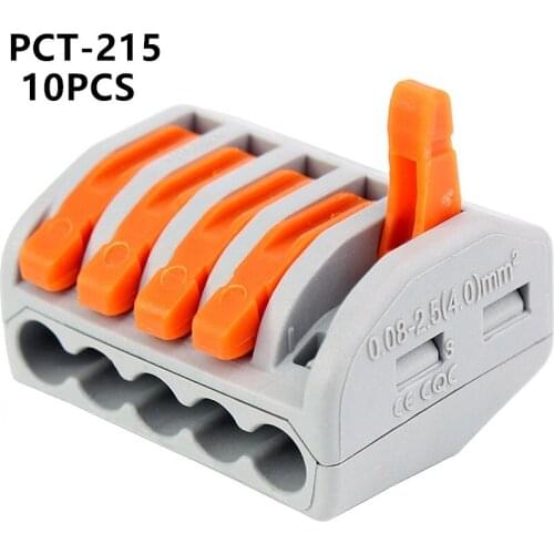 10Pcs 222-415 PCT-215 PCT215 Universal compact wire wiring 5 Pin connector conductor terminal block lever 0.08-2.5mm2