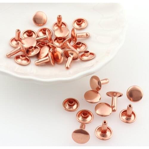 100sets 10mm Rose gold Leather Rivets Double Cap Rivet Tubular Metal Studs for DIY Leather Craft Rivet Belt Jeans Jacket