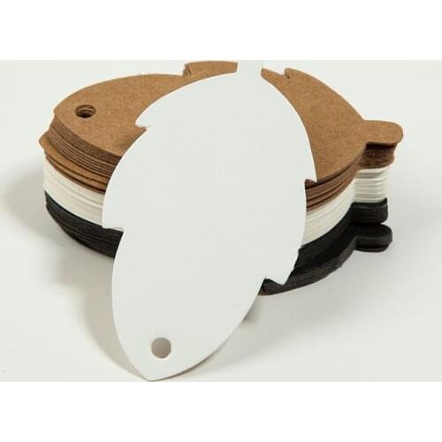 100Pcs Leaf Shaped Kraft Paper Tags Garment Gift Box Hang Tag Luggage Label Blank Wedding Note Scrapbooking DIY Supplies Crafts