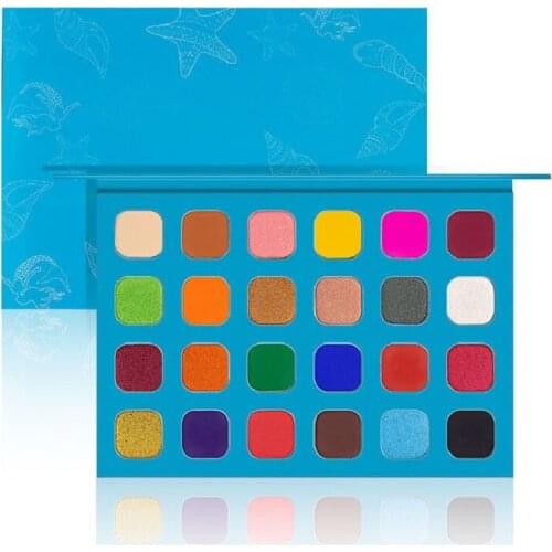 24 Colors Ocean Matte Shimmer Nude Makeup Pigment Eyeshadow Palette Long Lasting Shiny Mirror Cosmetics Vegan Custom label