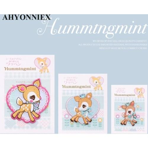 AHYONNIEX 3D Cute Hani Deer Embroidered Patch for Clothing Sewing Applique Cute Glue Sticker Cartoon Badge DIY Accessories