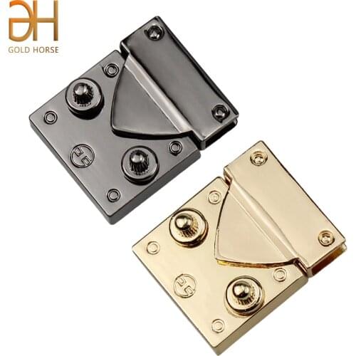 3x3.6CM Square Dual Push Durable Metal Bag Twist Locks For Women DIY Leather Handbags Hardware Accessories