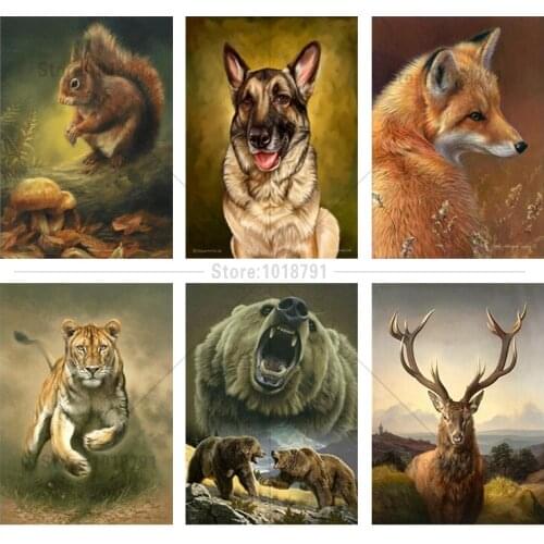 5d Diy Diamond Painting Wolf Tiger Diamond Embroidery Cross Stitch Wall Stick Diamond Mosaic Home Decor Needlework