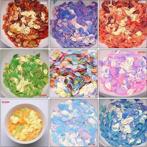 Leaves Shape Bulk Sequins Multicolor PVC Nail Art Accessories Wedding Dress Sewing Craft Clothes Decoration Dress Shoes DIY