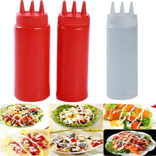 3 Hole Squeeze Bottle Condiment Mustard Dispenser Sauce Vinegar Ketchup Gravy Cruet Kitchen Gadgets Plastic Oil Vinegar Bottles