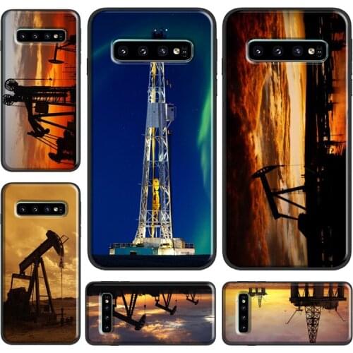 Drilling Oilfield At Sunset Phone Case For Samsung Galaxy S10 Plus S8 S9 S10e S20 FE Note 9 10 Note 20 Ultra S21 Cover