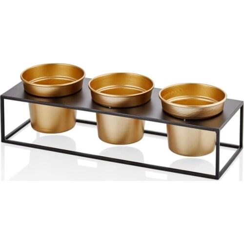 The Mia Decorative Flower Plant Home Office Potted Triple Metal Gold Copper Color-42*14*11 cm