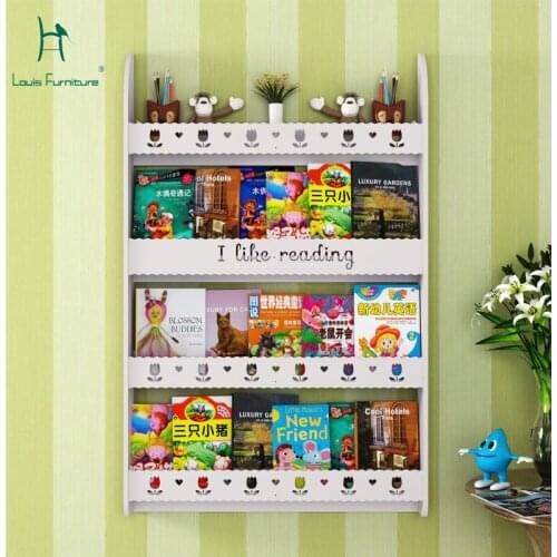 Louis fashion Childrens Bookcases environmental wall shelf Free punching wall hanging shelf rack Kindergarten picture