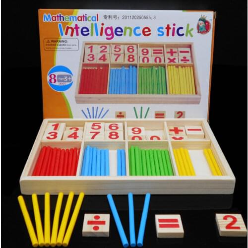 Baby Maths Training Counting Sticks Education Wooden Toys Building Intelligence Block Montessori Mathematical Wood Box Kids Gift