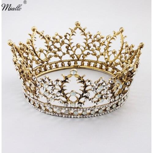 Miallo 2019 Newest Luxury King Tiaras and Crowns Austrian Crystal Head Jewelry Peals Queen Princess Diadem Baroque Brides Tiara